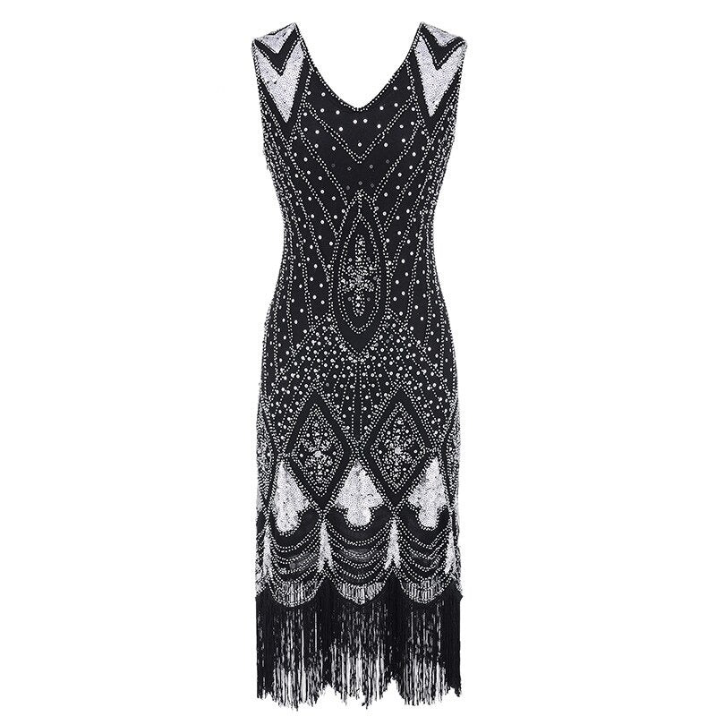Rochie Gatsby Chic Negru Argintiu