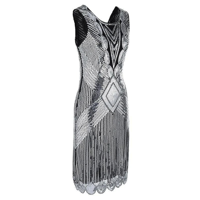 Rochie Gatsby Scurta Argintie