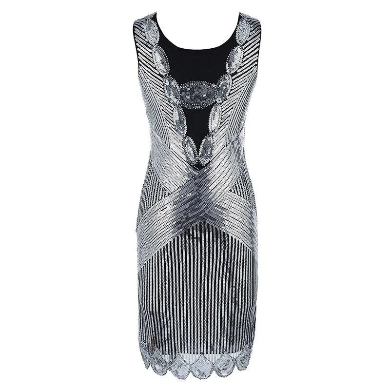 Rochie Gatsby Scurta Argintie