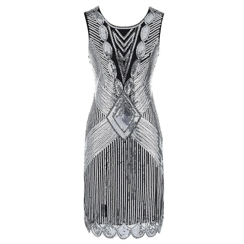 Rochie Gatsby Scurta Argintie