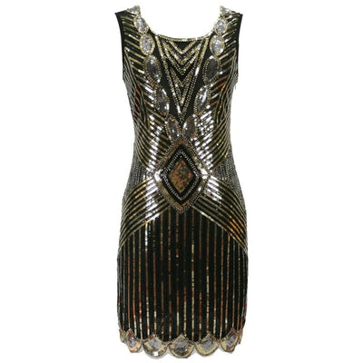 Rochie Gatsby Scurta Neagra Si Aurie