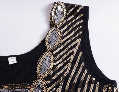 Rochie Gatsby Scurta Neagra Si Aurie