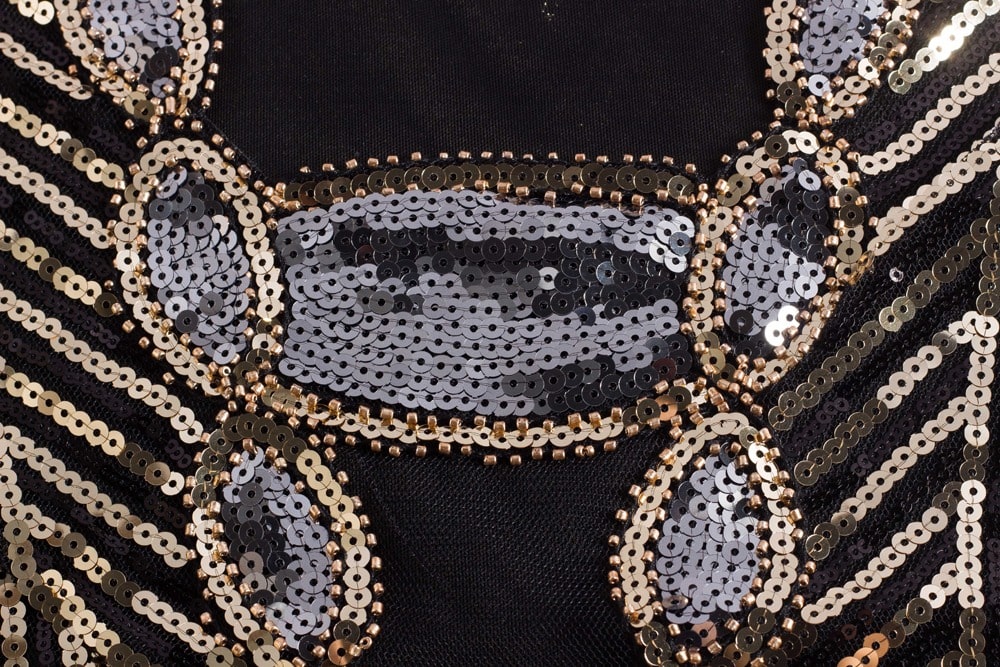 Rochie Gatsby Scurta Neagra Si Aurie