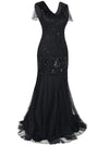 Rochie Gatsby Lungă, Neagră Haute Couture