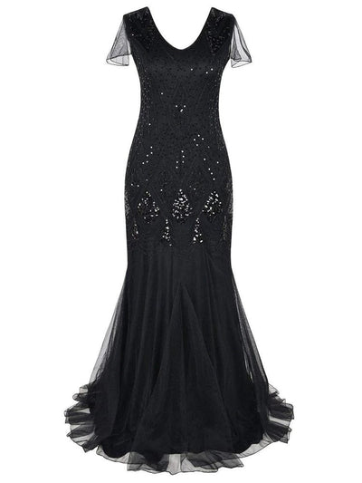 Rochie Gatsby Lungă, Neagră Haute Couture