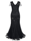 Rochie Gatsby Lungă, Neagră Haute Couture