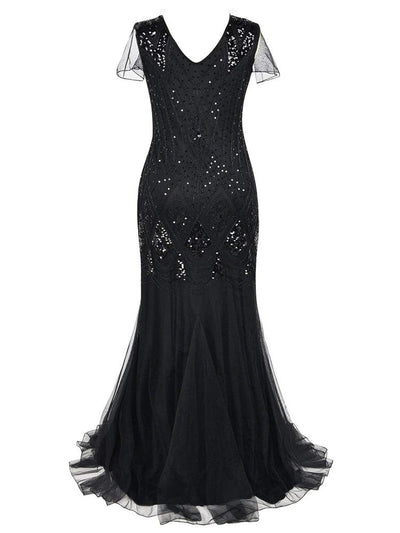 Rochie Gatsby Lungă, Neagră Haute Couture