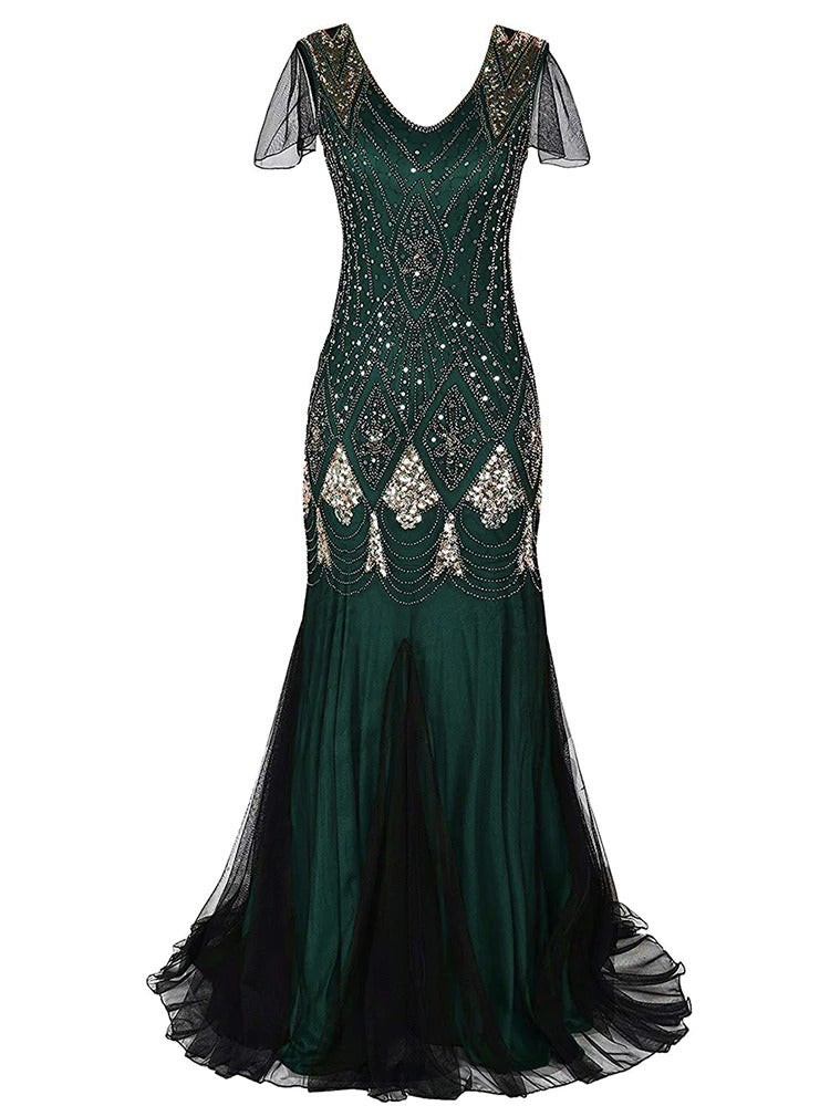 Rochie Gatsby Lungă, Verde Haute Couture