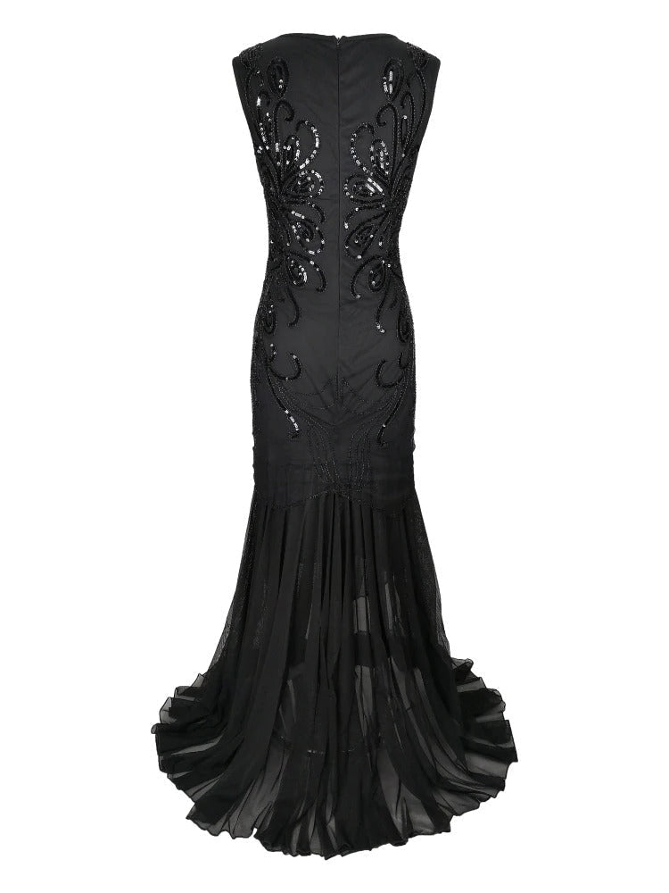 Rochie Gatsby Lunga - Retro Chic Neagra