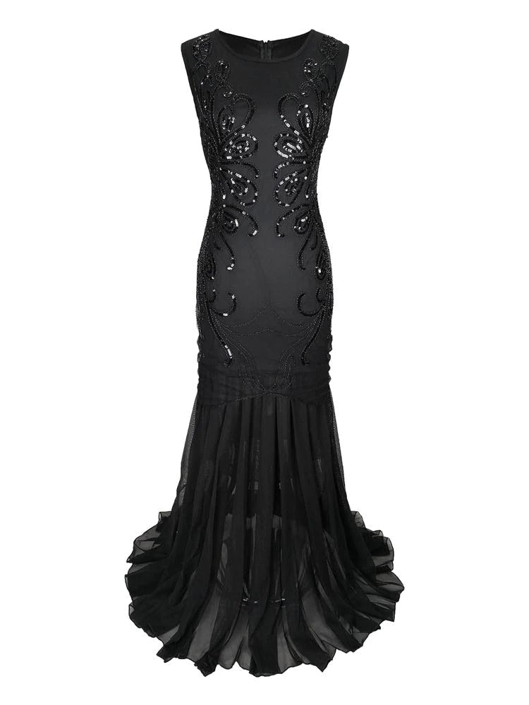 Rochie Gatsby Lunga - Retro Chic Neagra