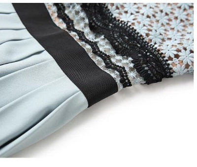 Rochie Lungă, Vintage, Albastră, Cu Volane