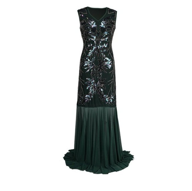 Rochie Lungă Verde Anii 20