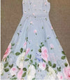 Rochie Lungă Florală Albastră Vintage