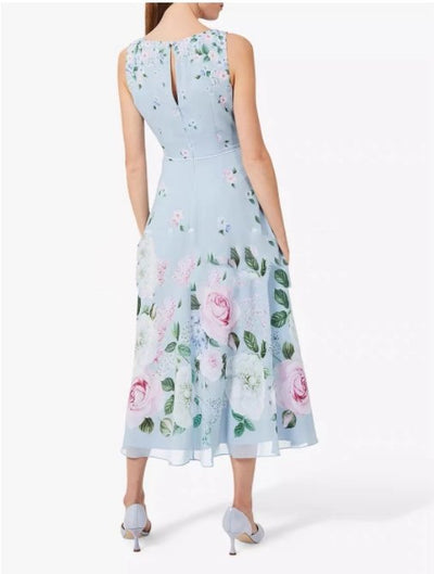Rochie Lungă Florală Albastră Vintage