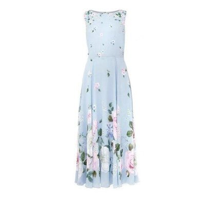 Rochie Lungă Florală Albastră Vintage