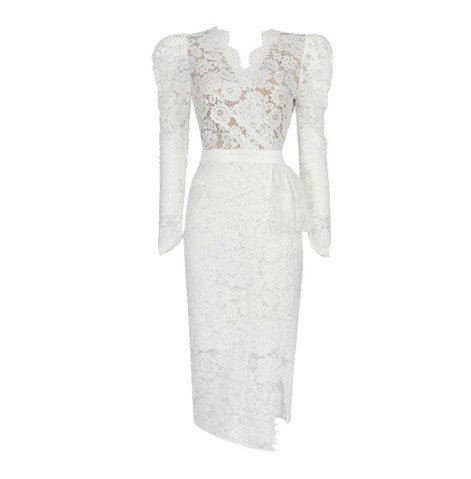 Rochie De Mireasa Vintage Din Dantela Alba