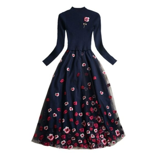 Rochie De Mireasa Din Dantela Vintage Bleumarin