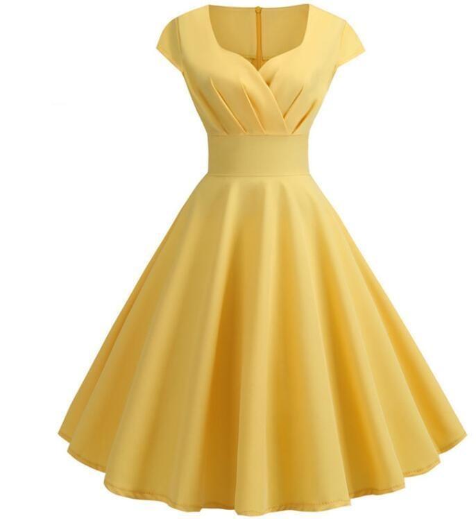Rochie Galbenă Anii 60 Fără Bretele