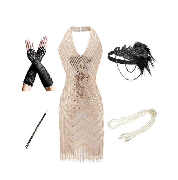 Rochie Cu Paiete Anii 20 Auriu