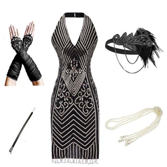 Rochie Neagra Cu Paiete Anii 20