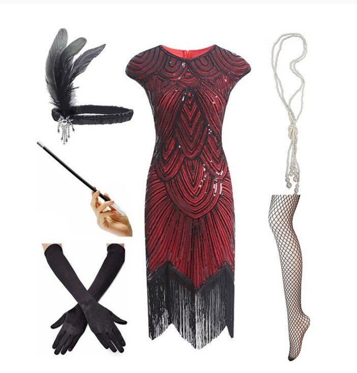 Rochie Roșie Cu Paiete Anii 20