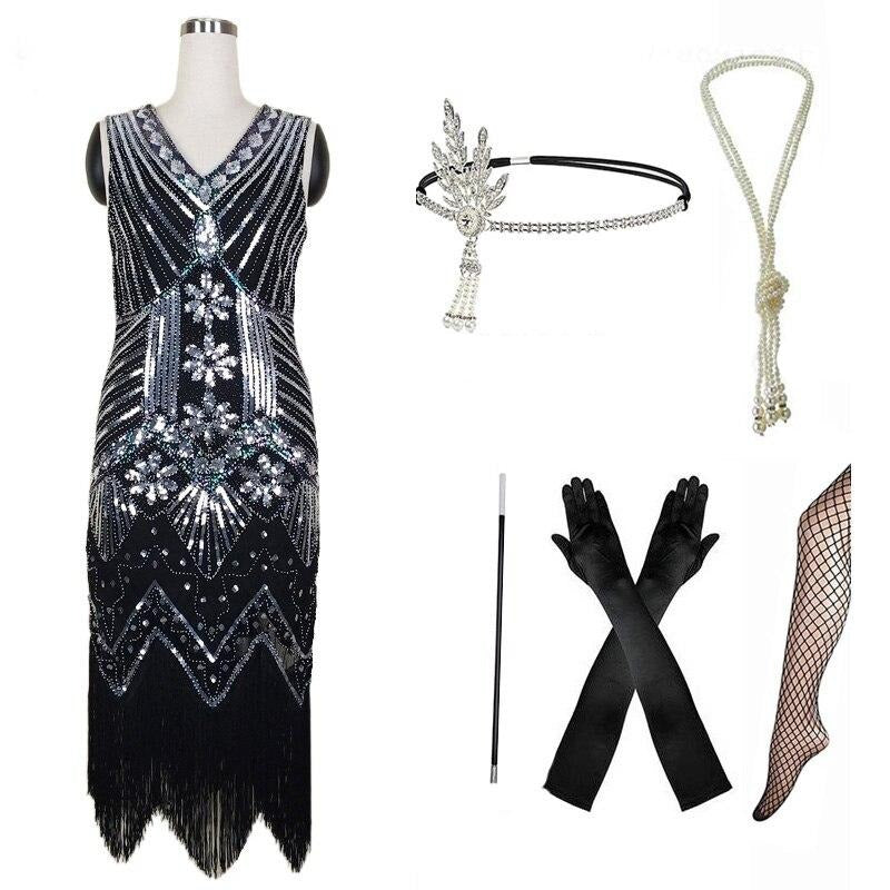 Rochie Retro Anii 20 Argintie