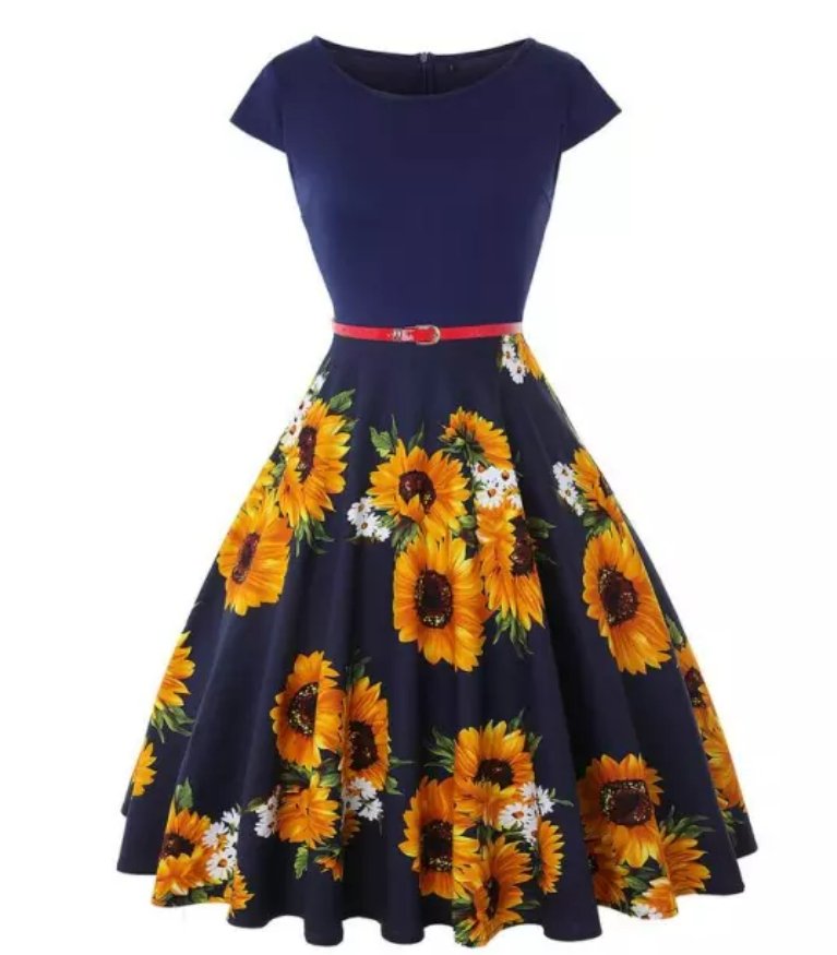 Rochie Rockabilly Din Anii '50 Albastră