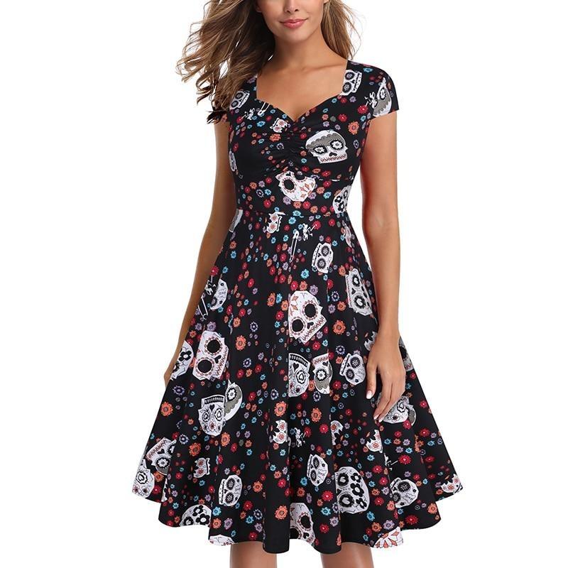 Rochie Rockabilly Halloween Craniu