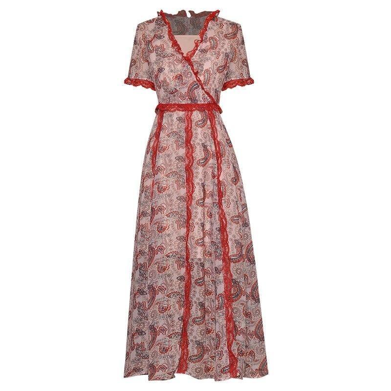 Rochie Roșie Din Dantelă Vintage