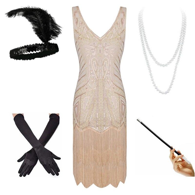 Rochie De Seara Bej Anii 20