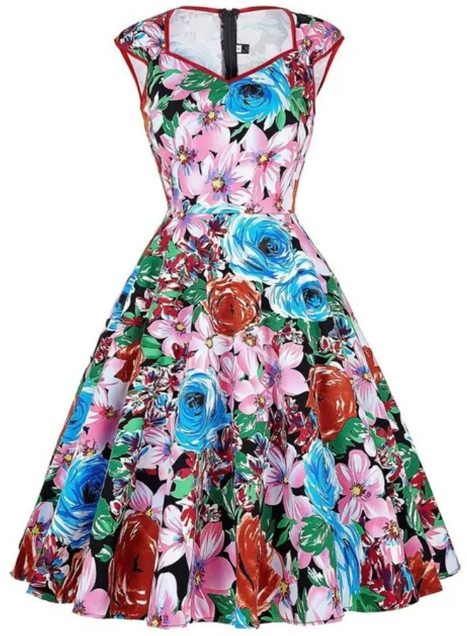 Rochie Vintage În Stil Floral Anilor 50