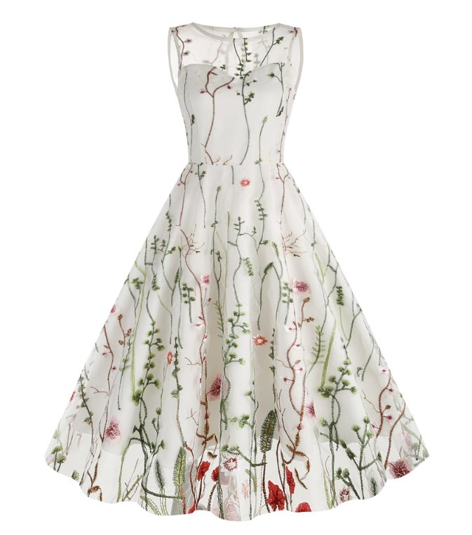 Rochie Vintage Cu Flori Stil Anii 50