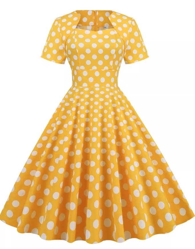 Rochie Stilul Anilor 50 Vintage News Galben