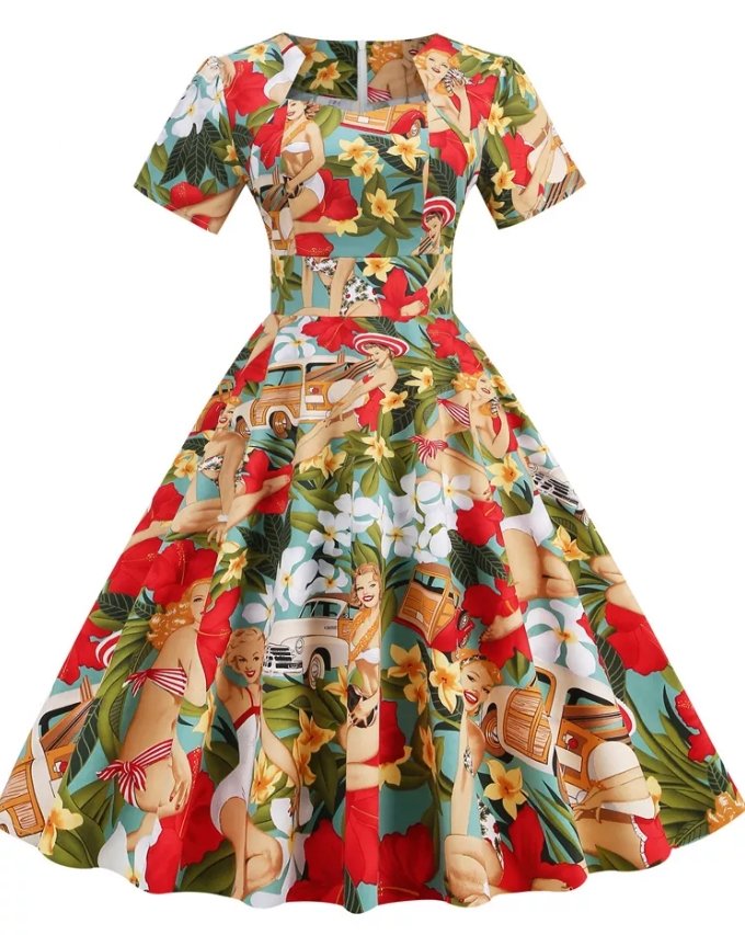 Rochie Vintage În Stil Mozaic Anilor 50