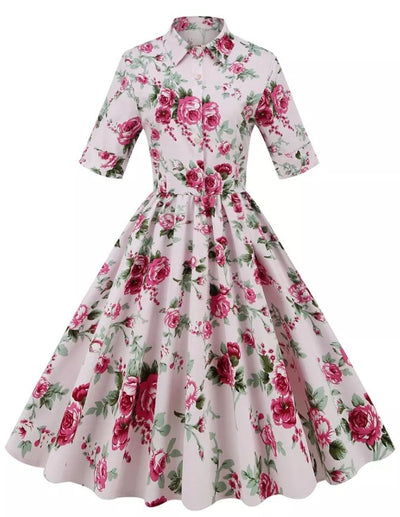 Rochie Stil Trandafiri Vintage Anilor 50