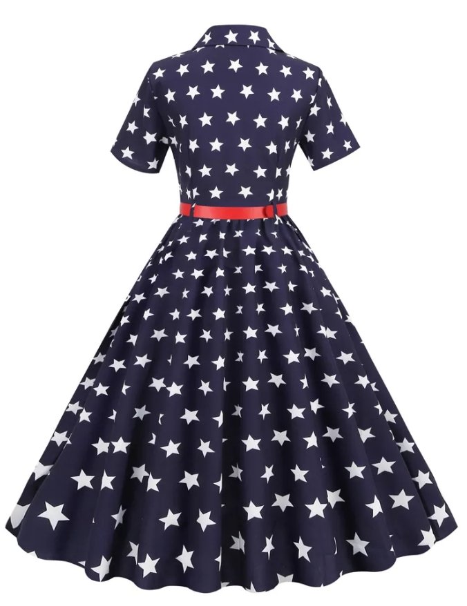 Rochie De Damă Stil Anii 60 Albastru Regal