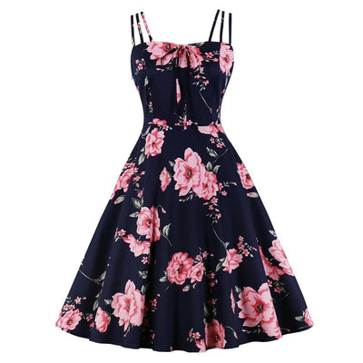 Rochie Cu Flori Deschise In Stil Vintage, Marime Mare