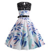 Rochie De Trapez Cu Flori Albastre De Epocă