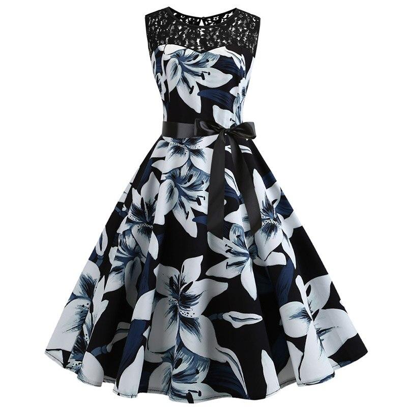 Rochie Trapez Vintage Alb-Negru