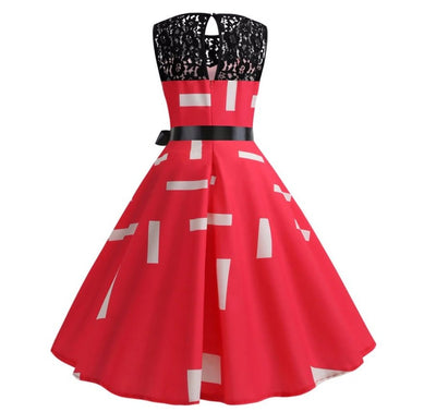 Rochie Trapez Vintage Roșie
