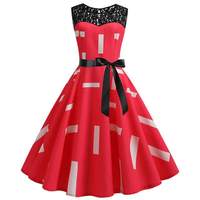 Rochie Trapez Vintage Roșie