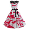Rochie Trapeză Roșie Și Albă De Epocă