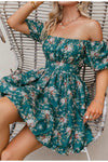 Rochie Verde Vintage Cu Flori