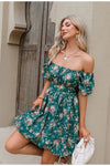 Rochie Verde Vintage Cu Flori