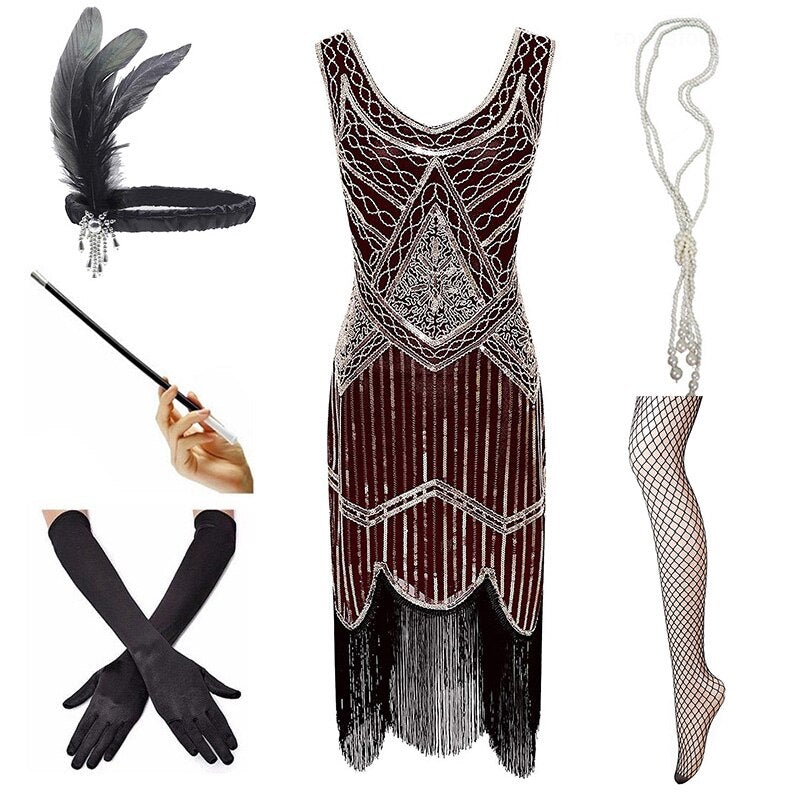 Rochie De Epocă 1920 Burgundy