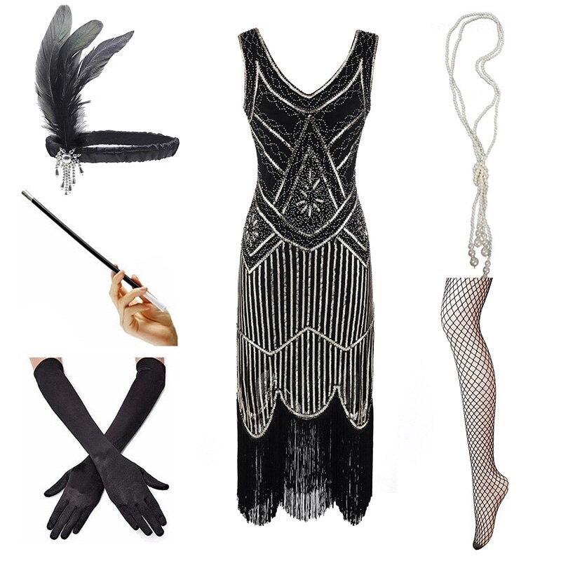 Rochie Vintage 1920 Black Gold