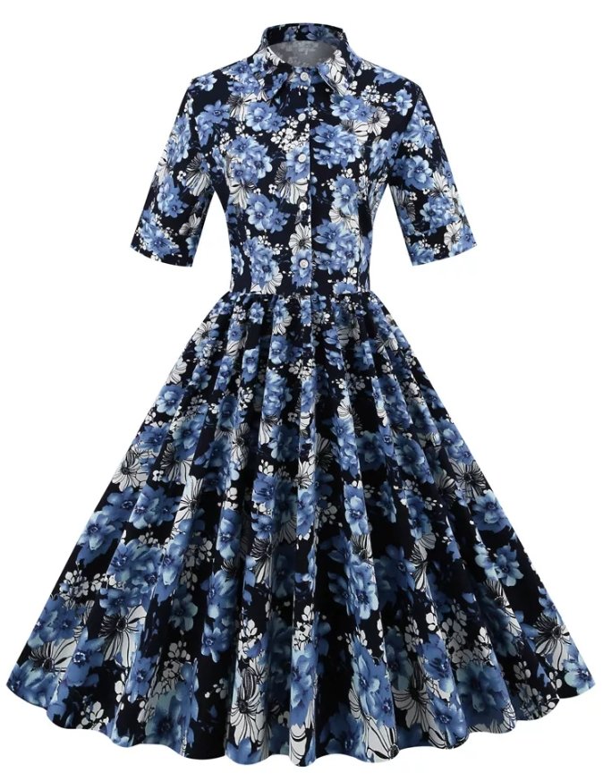 Rochie De Epocă 1950 Albastră