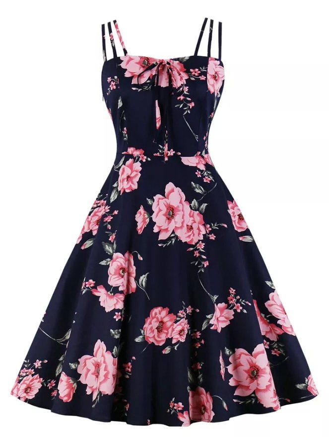 Rochie De Epocă 1950 Cu Trandafiri Roșii