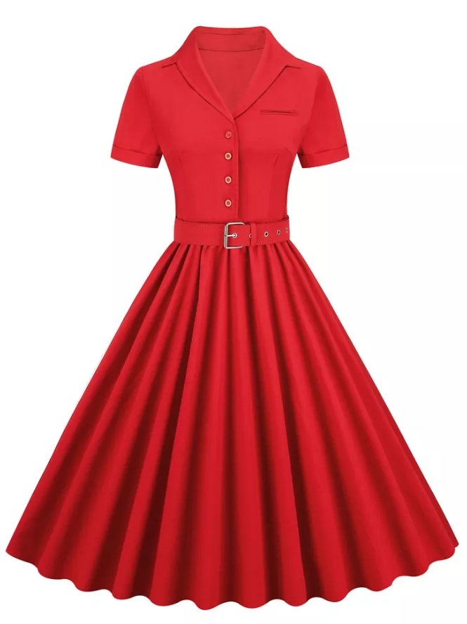 Rochie Roșie De Epocă 1950