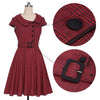 Rochie Vintage 50 Burgundy Cu Maneca Scurta